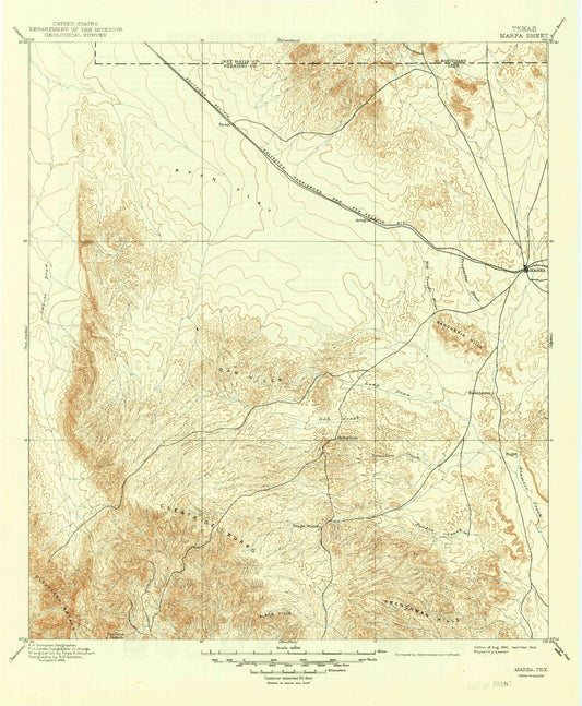 Historic 1895 Marfa Texas 30'x30' Topo Map Image