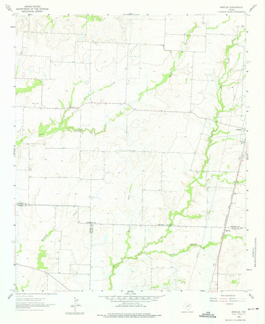 Classic USGS Marilee Texas 7.5'x7.5' Topo Map Image