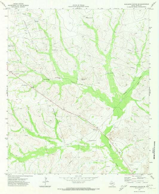 Classic USGS Marlboro Canyon SE Texas 7.5'x7.5' Topo Map Image