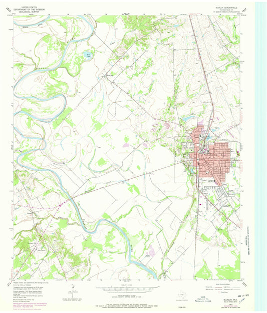 Classic USGS Marlin Texas 7.5'x7.5' Topo Map Image