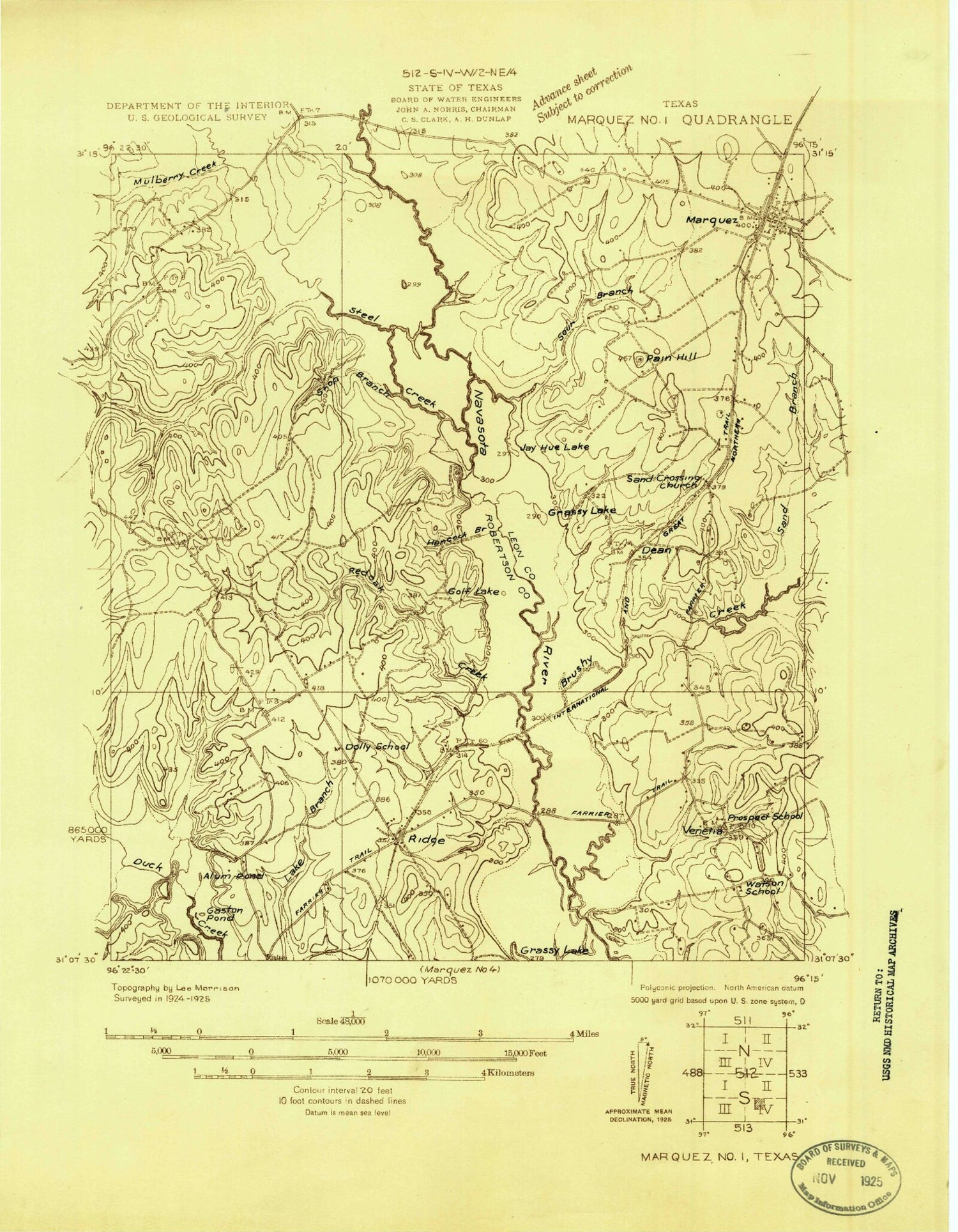 Classic USGS Marquez Texas 7.5'x7.5' Topo Map Image