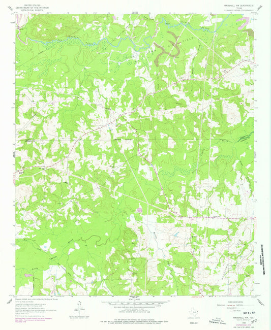 Classic USGS Marshall NW Texas 7.5'x7.5' Topo Map Image