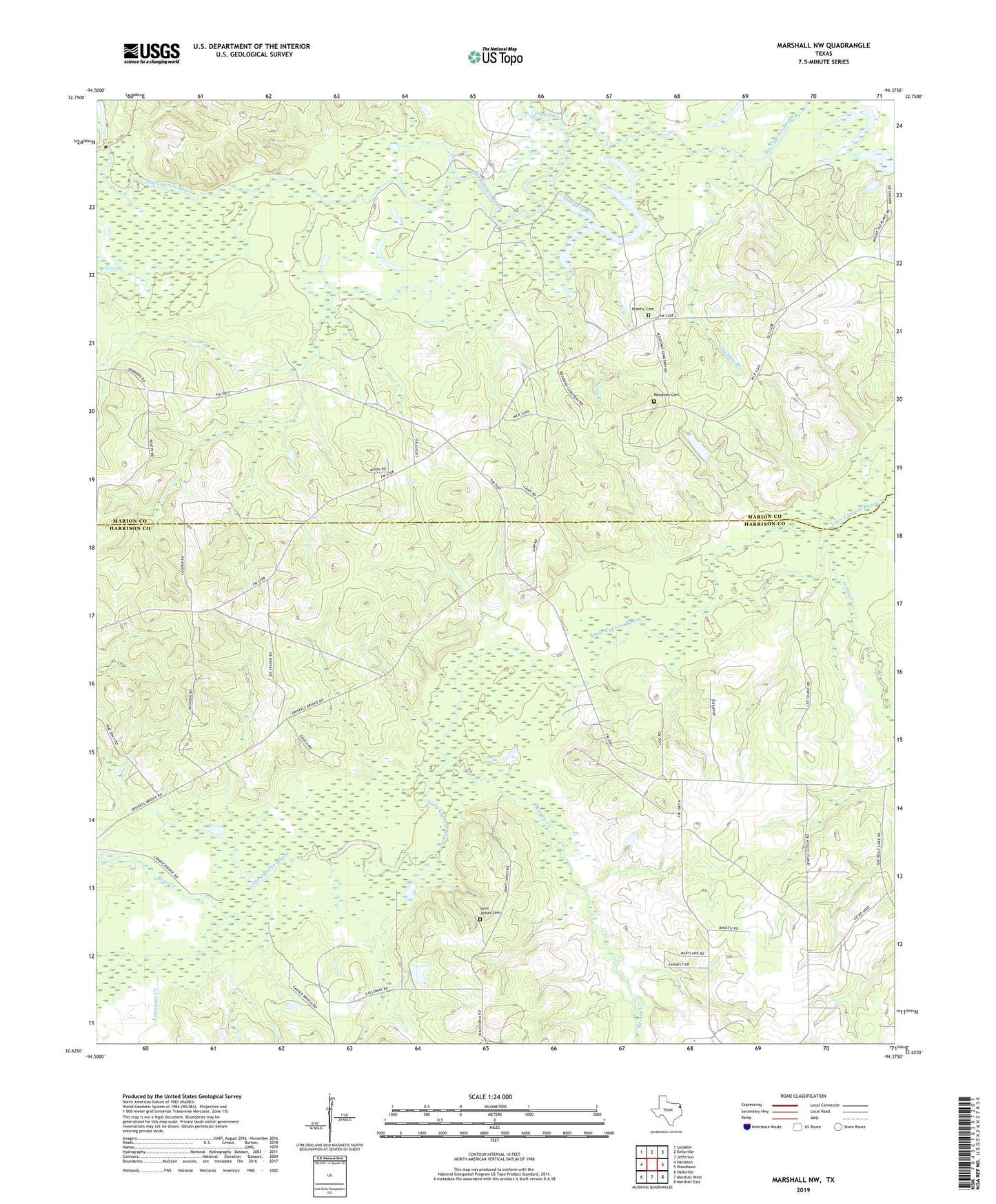 Marshall NW Texas US Topo Map Image