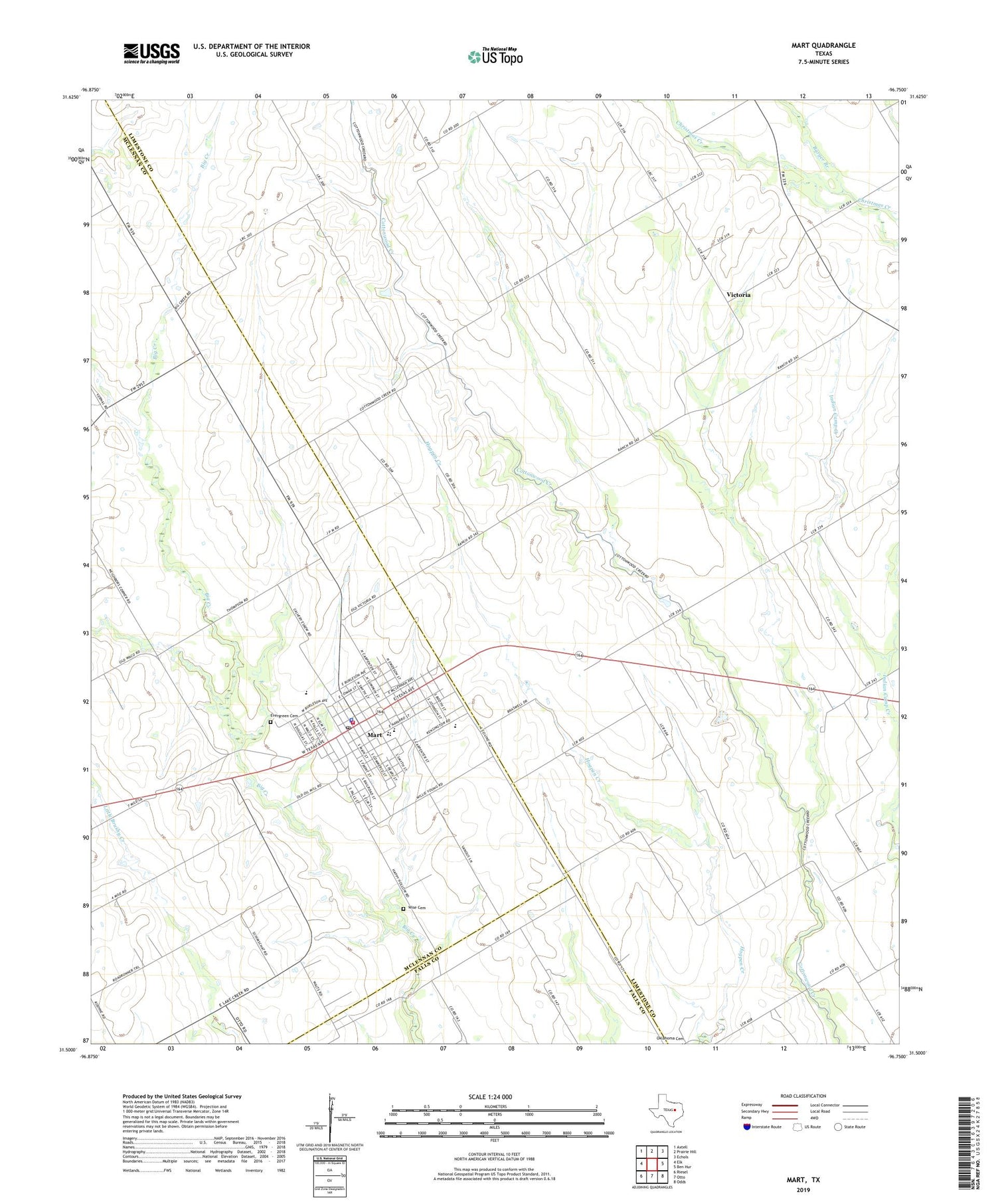Mart Texas US Topo Map Image