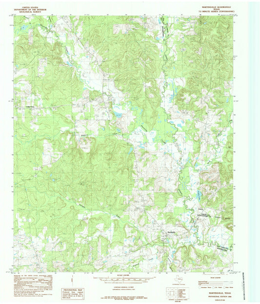 Classic USGS Martinsville Texas 7.5'x7.5' Topo Map Image