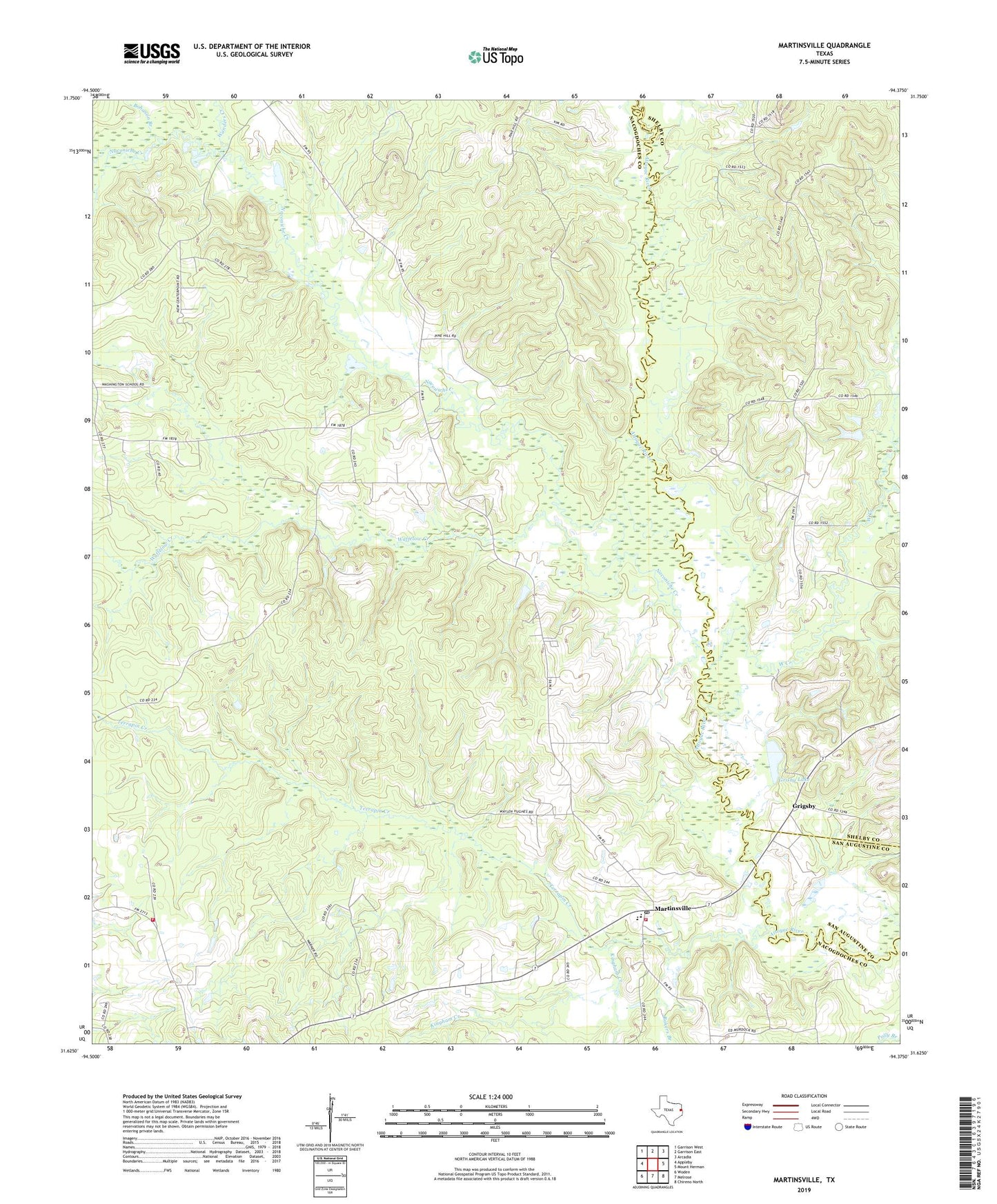Martinsville Texas US Topo Map Image