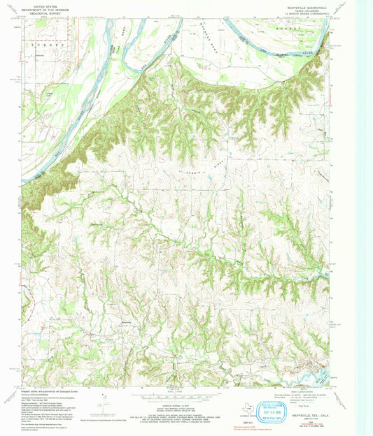 Classic USGS Marysville Texas 7.5'x7.5' Topo Map Image