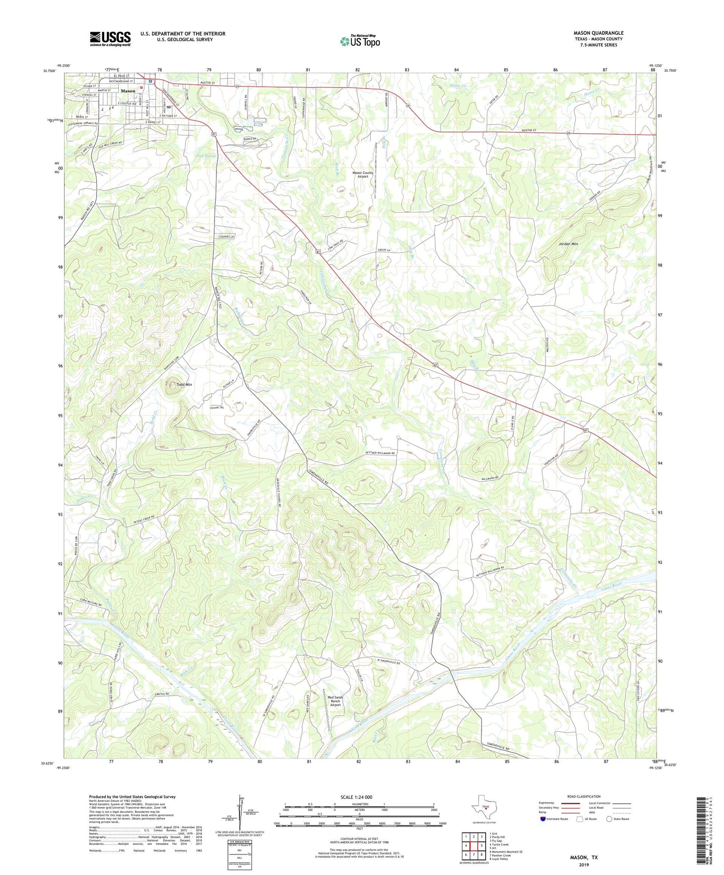 Mason Texas US Topo Map Image
