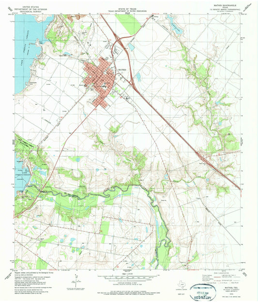 Classic USGS Mathis Texas 7.5'x7.5' Topo Map Image