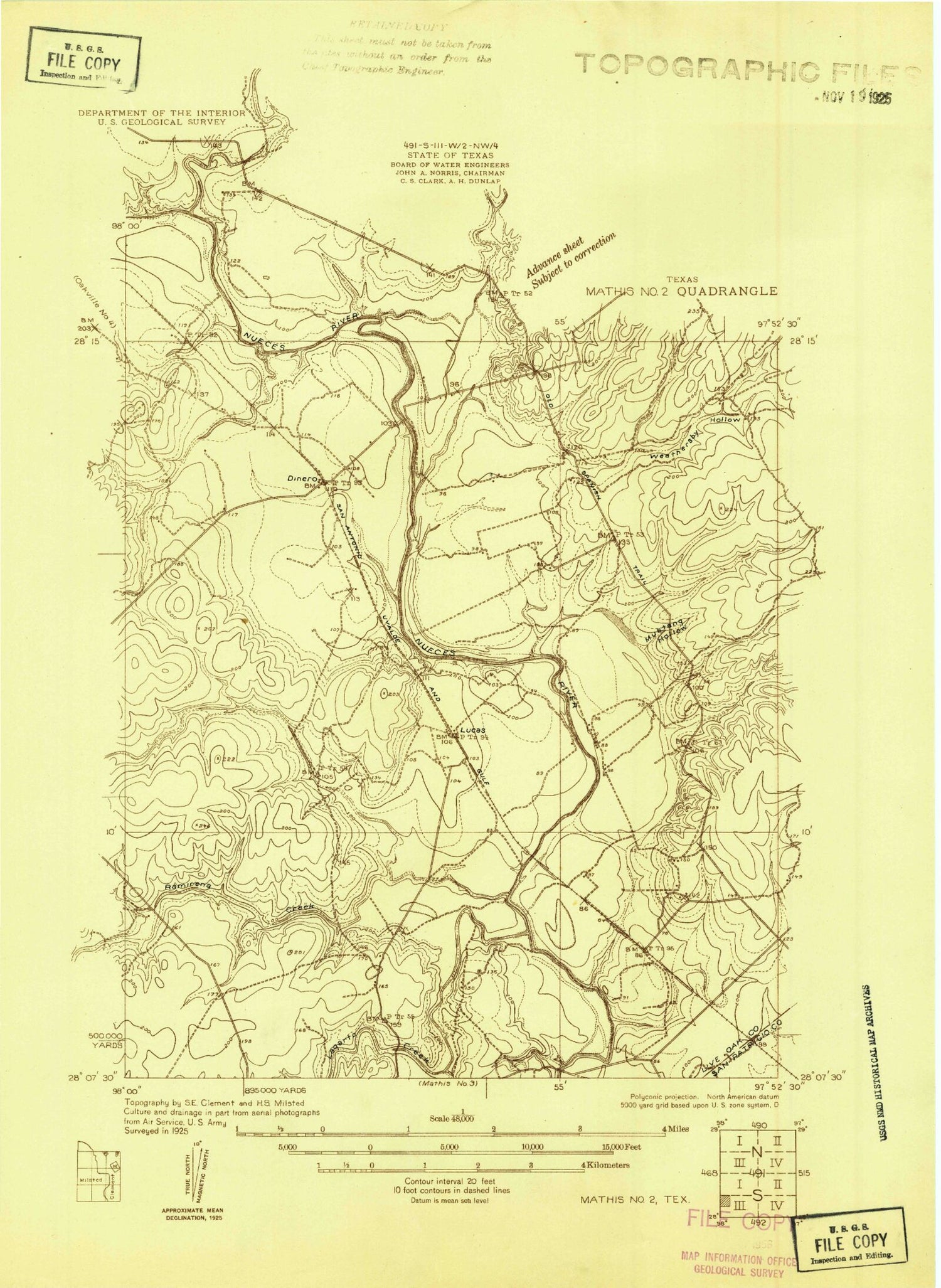 Classic USGS Dinero Texas 7.5'x7.5' Topo Map Image
