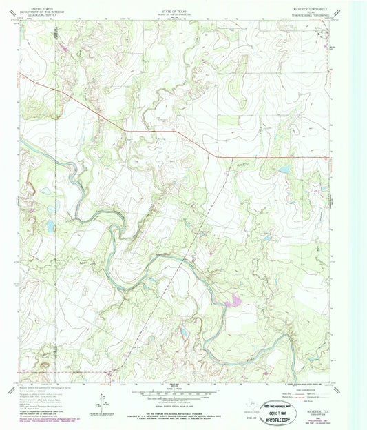 Classic USGS Maverick Texas 7.5'x7.5' Topo Map Image