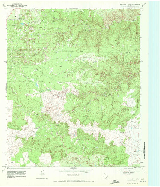 Classic USGS Maverick Creek Texas 7.5'x7.5' Topo Map Image