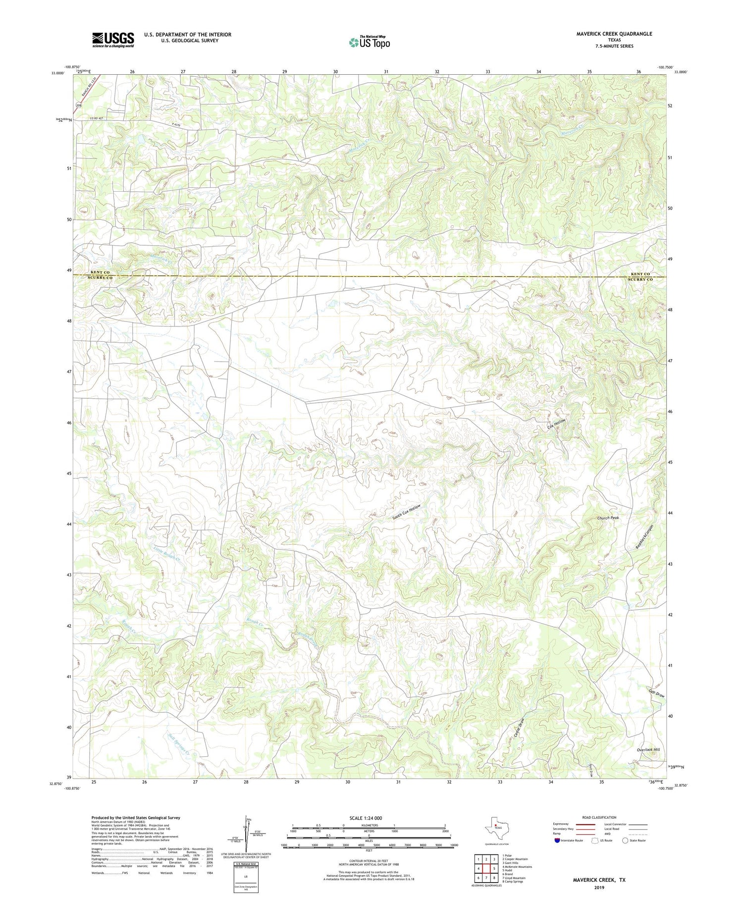 Maverick Creek Texas US Topo Map Image
