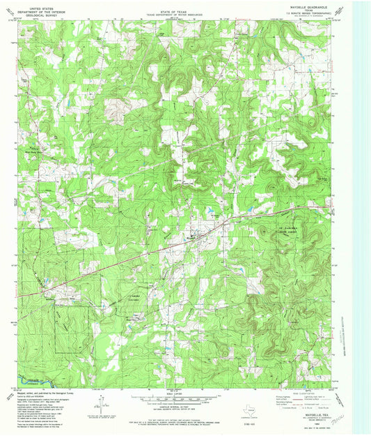 Classic USGS Maydelle Texas 7.5'x7.5' Topo Map Image