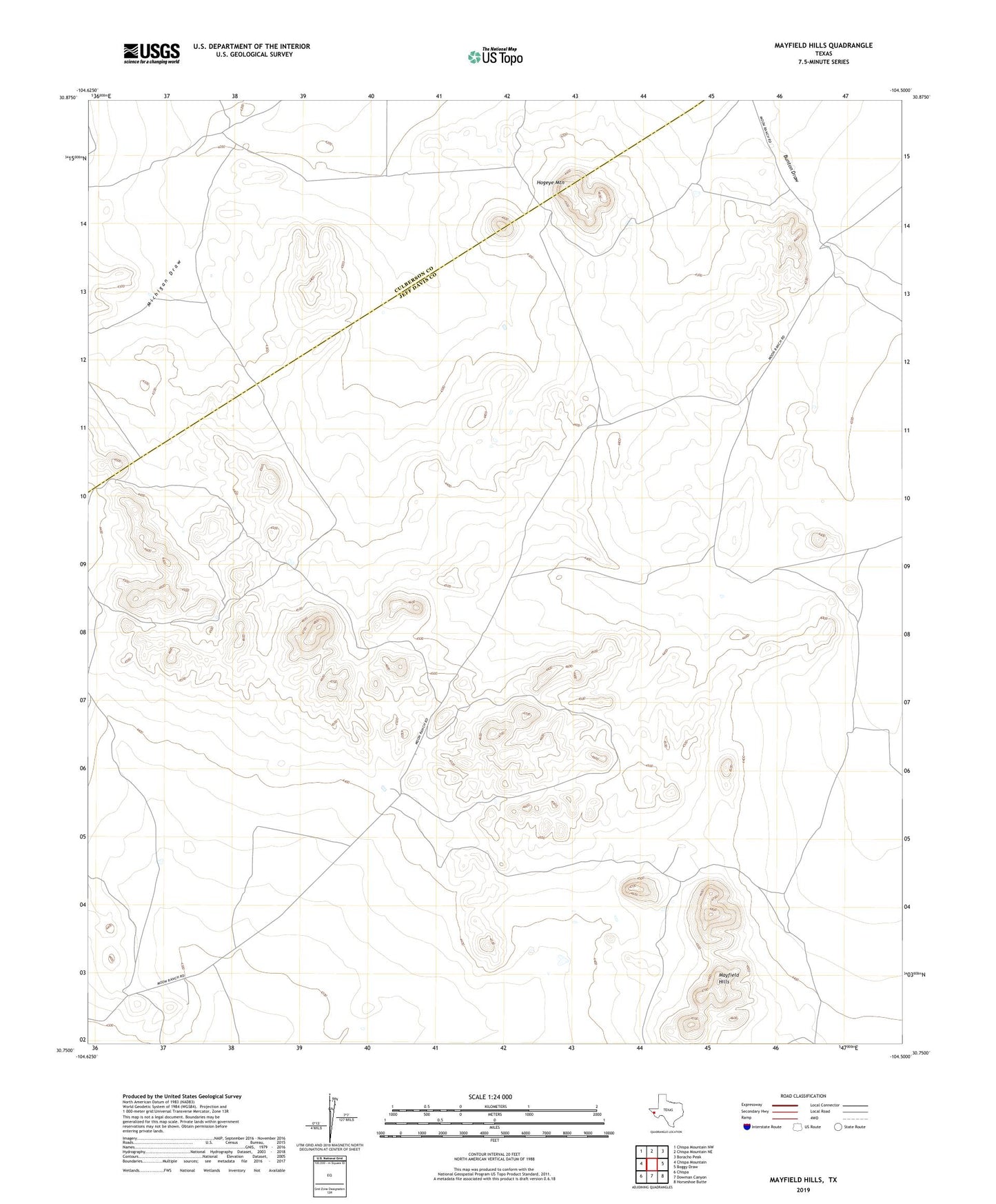 Mayfield Hills Texas US Topo Map Image