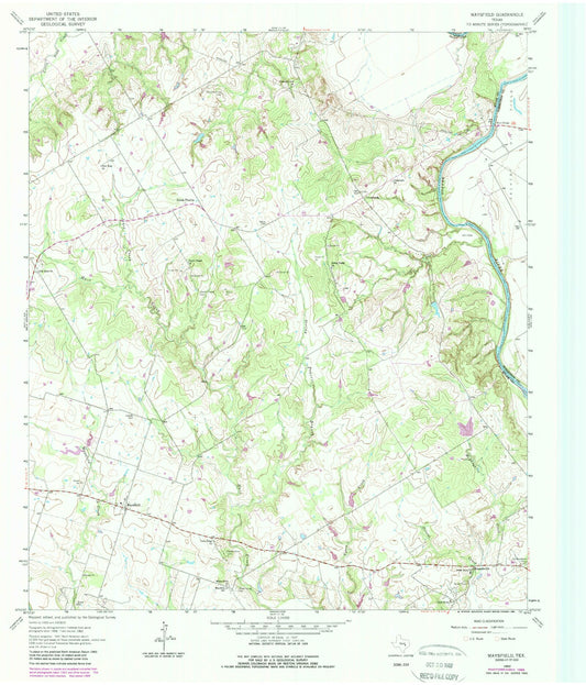 Classic USGS Maysfield Texas 7.5'x7.5' Topo Map Image