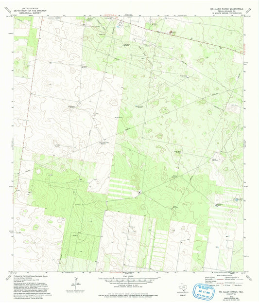 Classic USGS McAllen Ranch Texas 7.5'x7.5' Topo Map Image