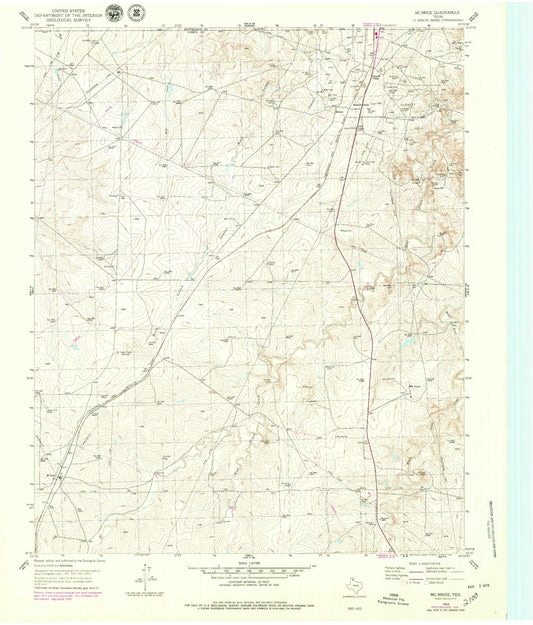 Classic USGS McBride Texas 7.5'x7.5' Topo Map Image
