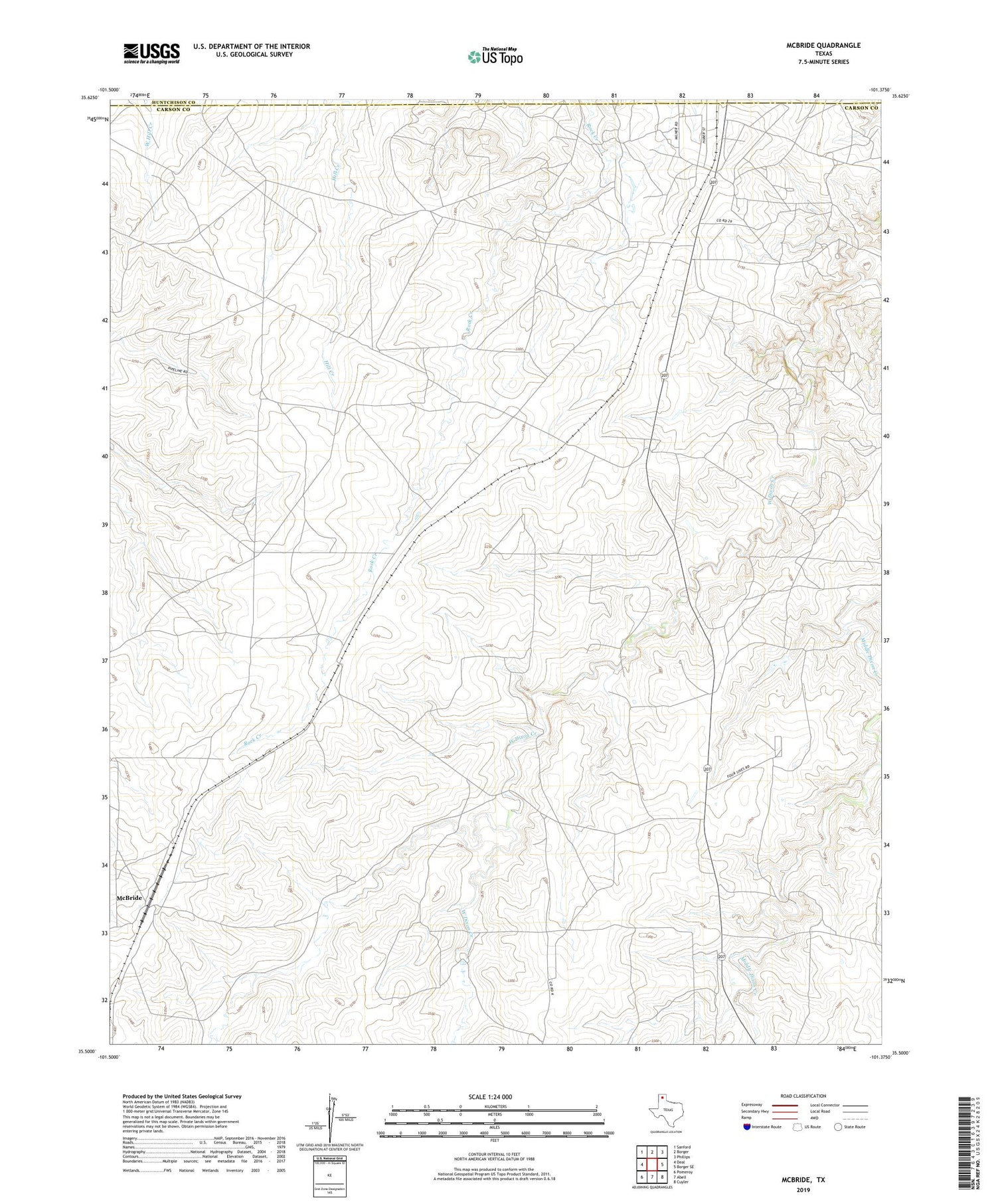 McBride Texas US Topo Map Image