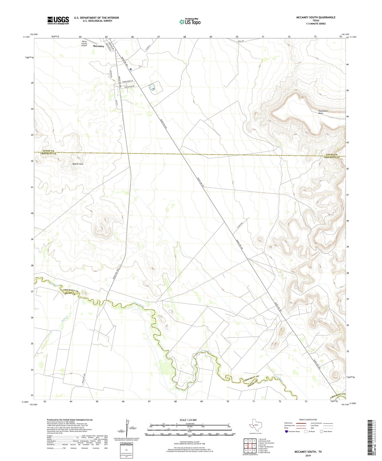 McCamey South Texas US Topo Map Image