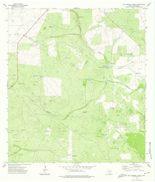 Classic USGS McCampbell Ranch Texas 7.5'x7.5' Topo Map Image