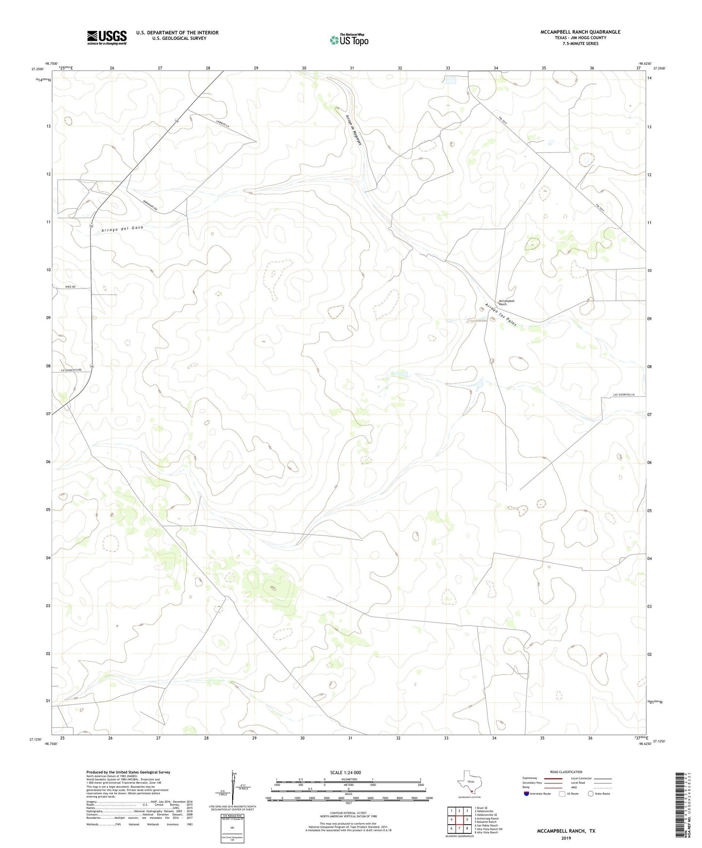 McCampbell Ranch Texas US Topo Map Image