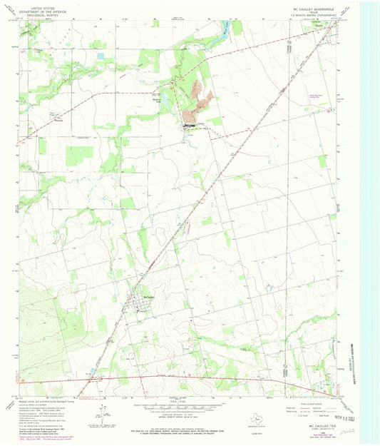 Classic USGS McCaulley Texas 7.5'x7.5' Topo Map Image