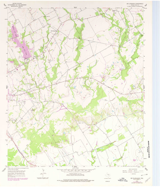 Classic USGS McClanahan Texas 7.5'x7.5' Topo Map Image