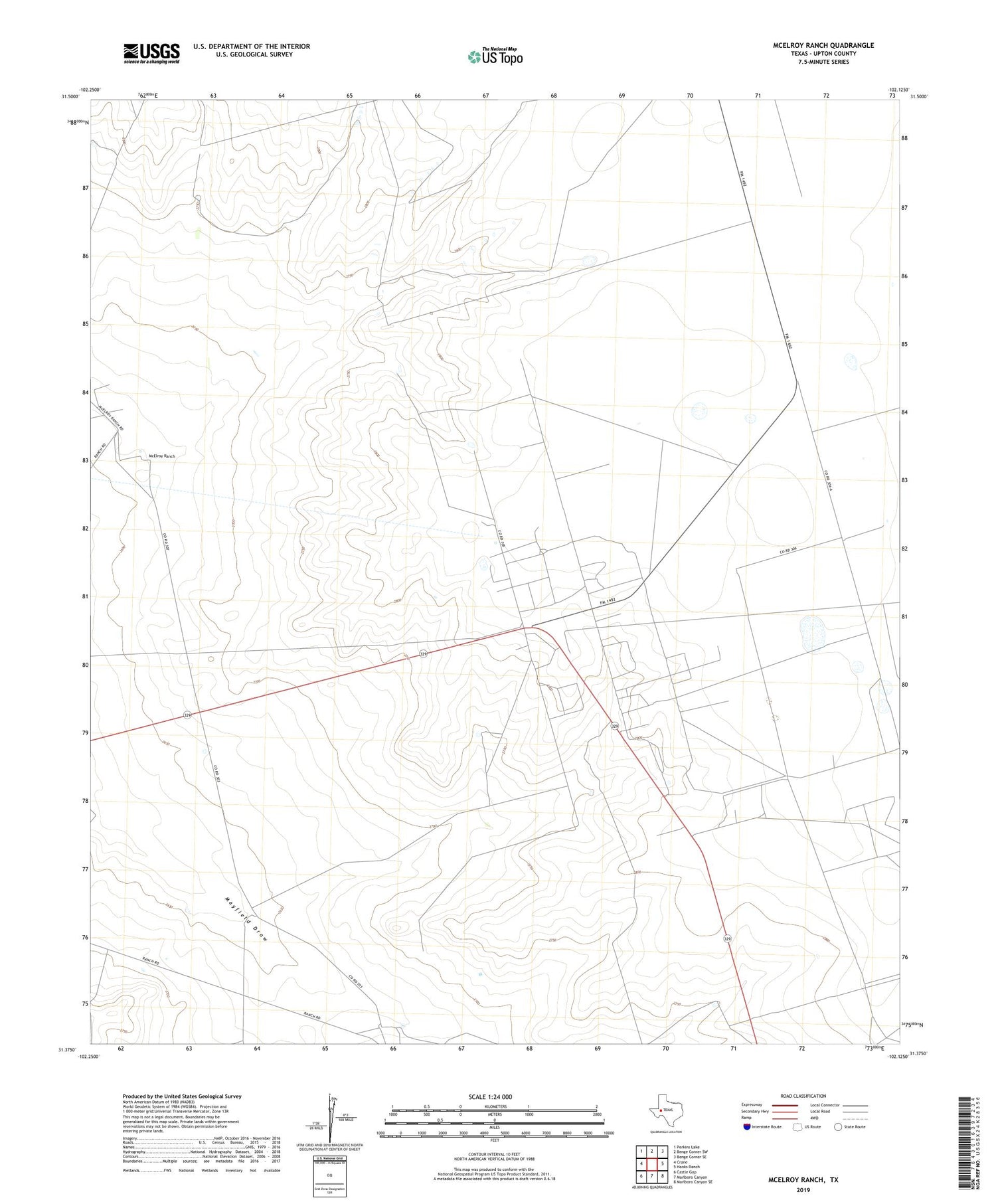 McElroy Ranch Texas US Topo Map Image