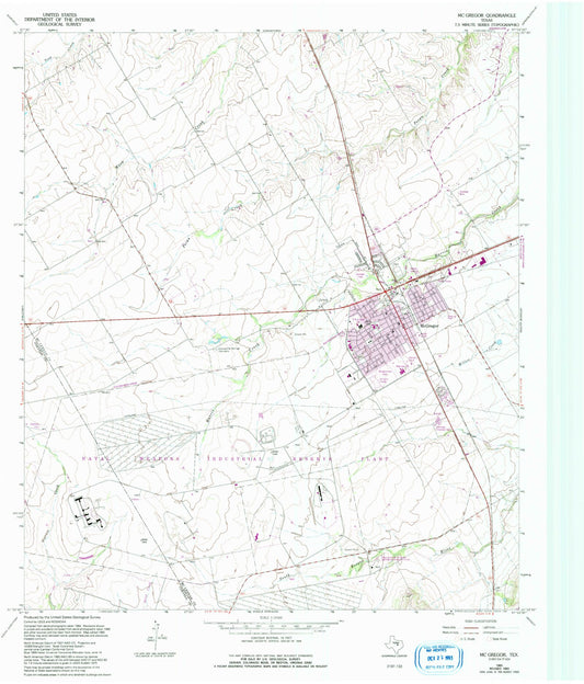 Classic USGS McGregor Texas 7.5'x7.5' Topo Map Image