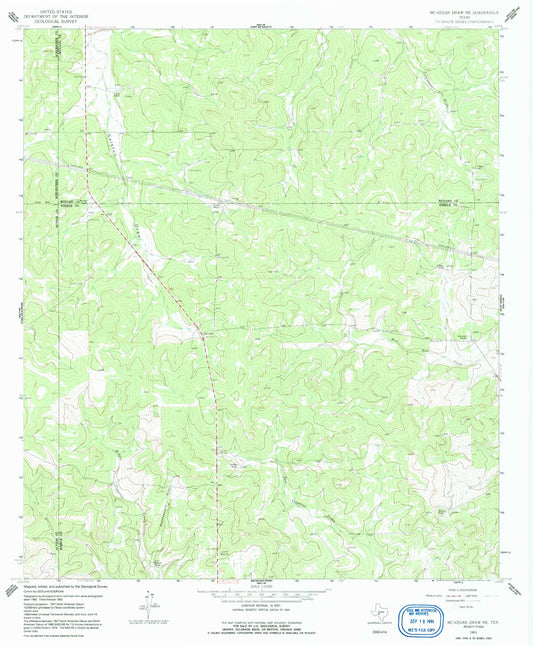 Classic USGS McKegan Draw NE Texas 7.5'x7.5' Topo Map Image