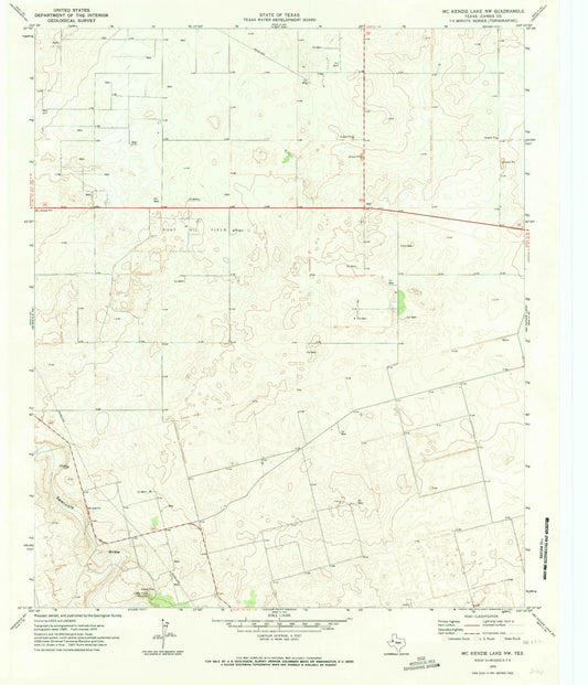 Classic USGS McKenzie Lake NW Texas 7.5'x7.5' Topo Map Image