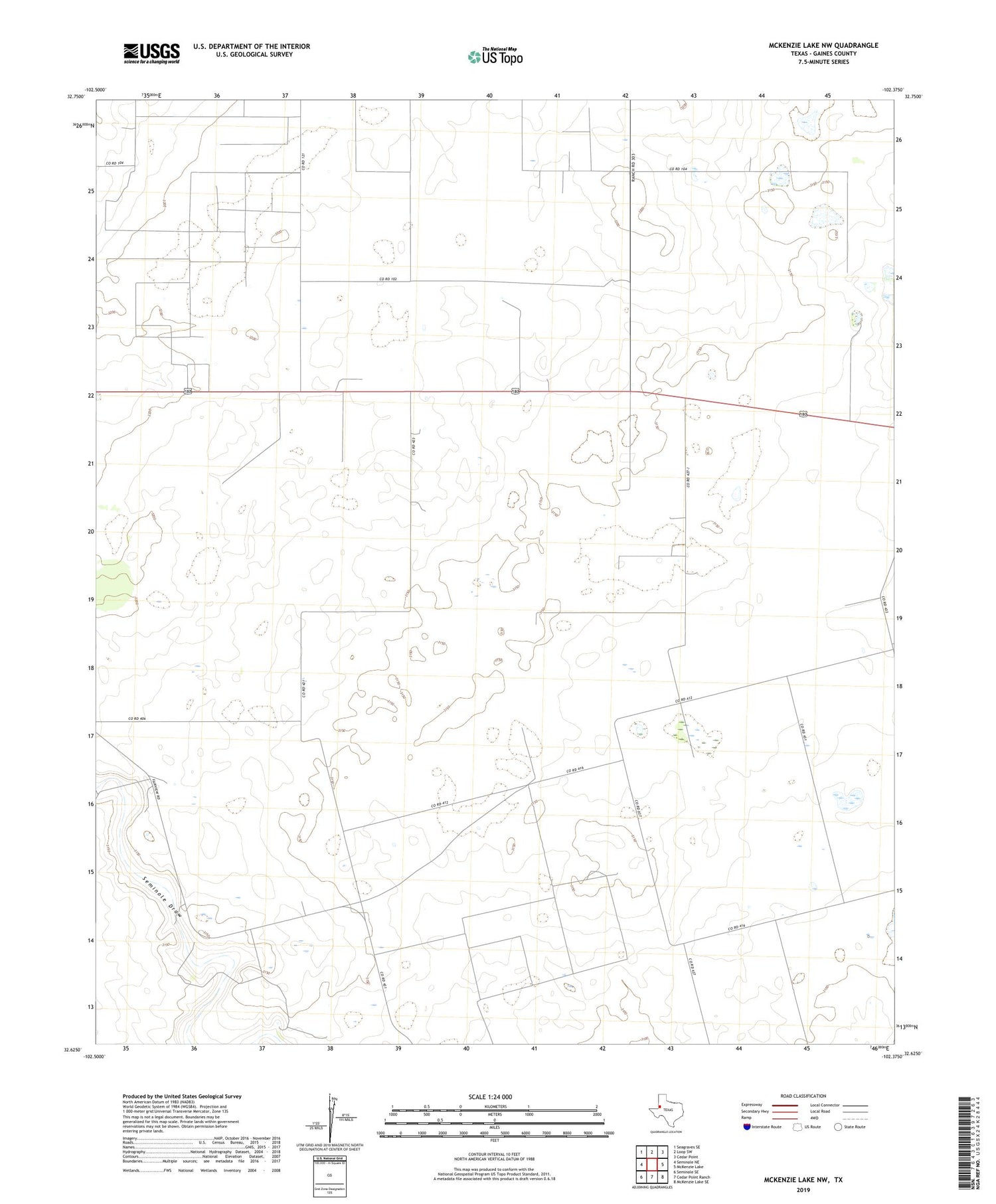 McKenzie Lake NW Texas US Topo Map Image
