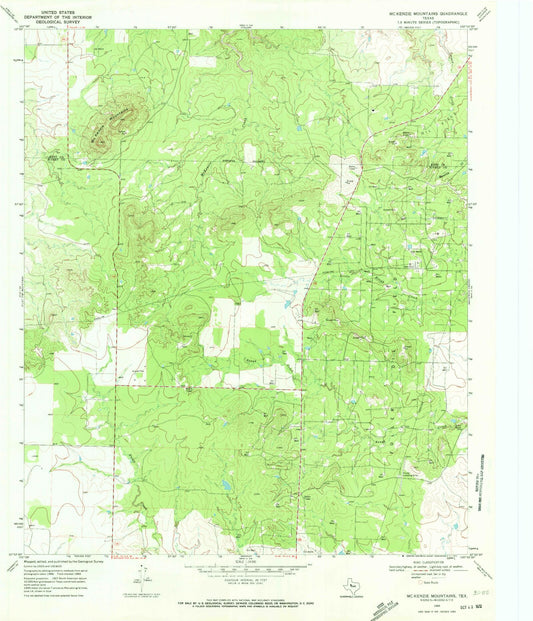 Classic USGS McKenzie Mountains Texas 7.5'x7.5' Topo Map Image