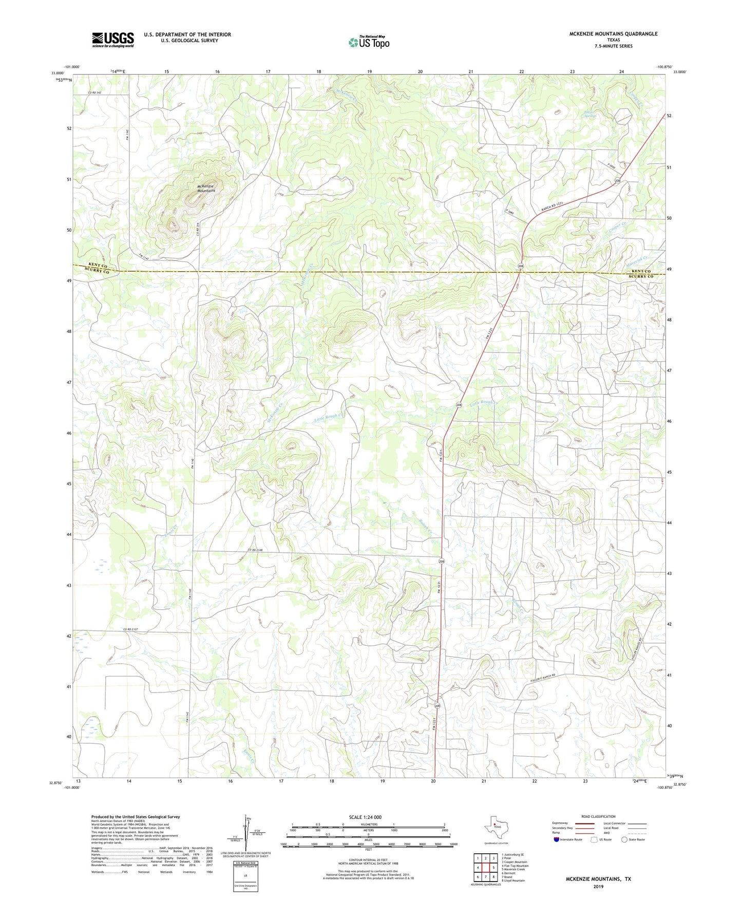 McKenzie Mountains Texas US Topo Map Image
