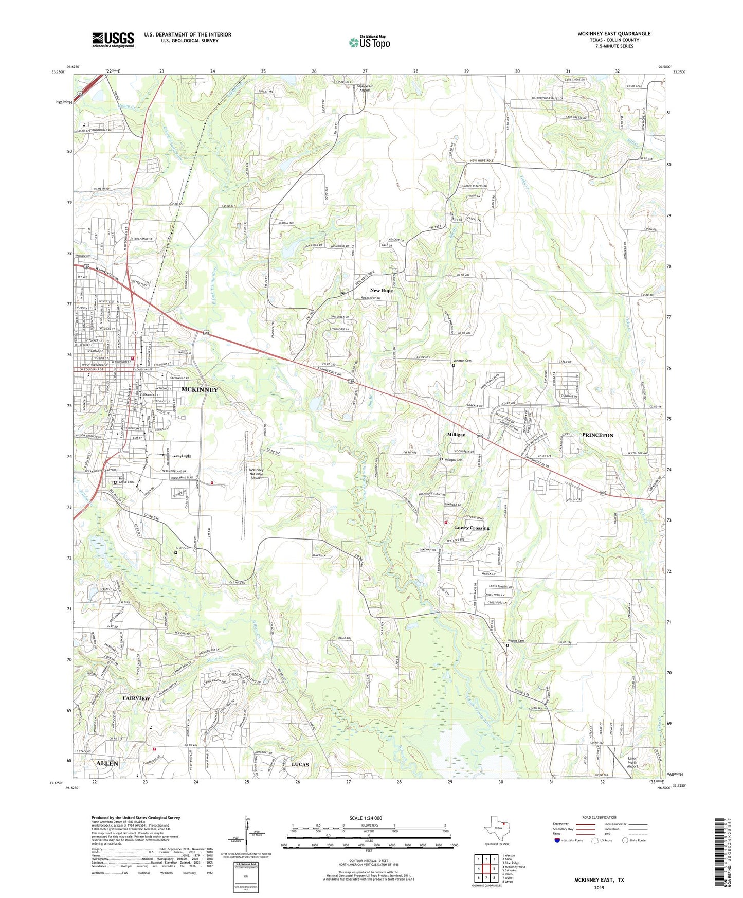 McKinney East Texas US Topo Map Image