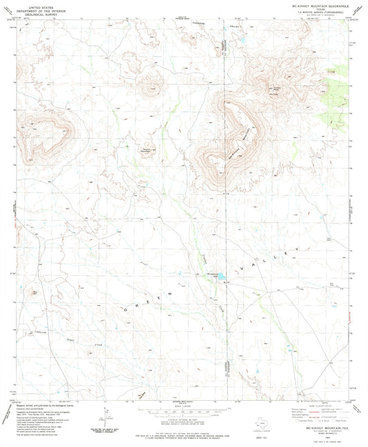 Classic USGS McKinney Mountain Texas 7.5'x7.5' Topo Map Image