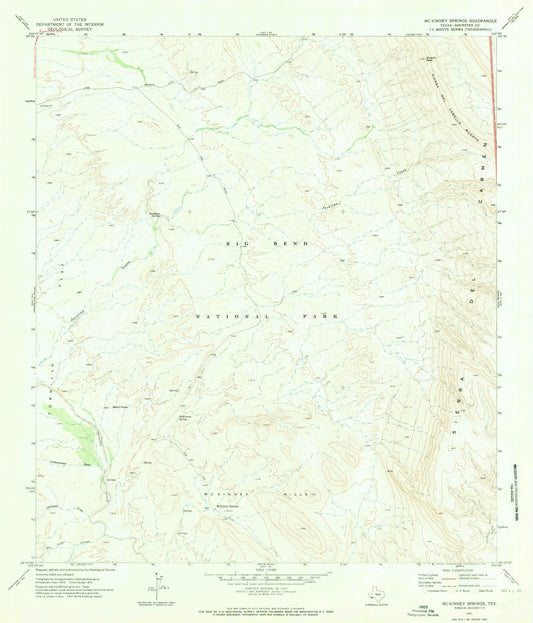 Classic USGS McKinney Springs Texas 7.5'x7.5' Topo Map Image