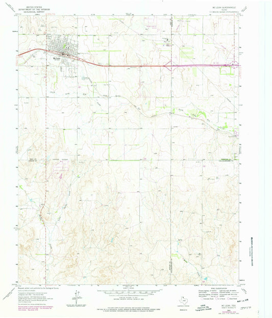 Classic USGS McLean Texas 7.5'x7.5' Topo Map Image