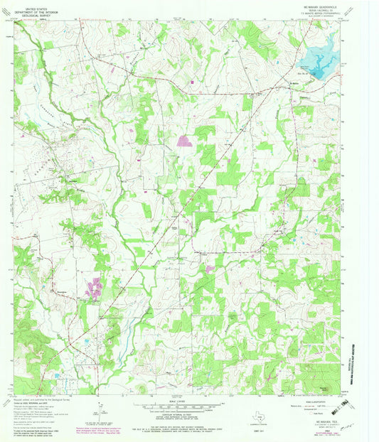 Classic USGS McMahan Texas 7.5'x7.5' Topo Map Image