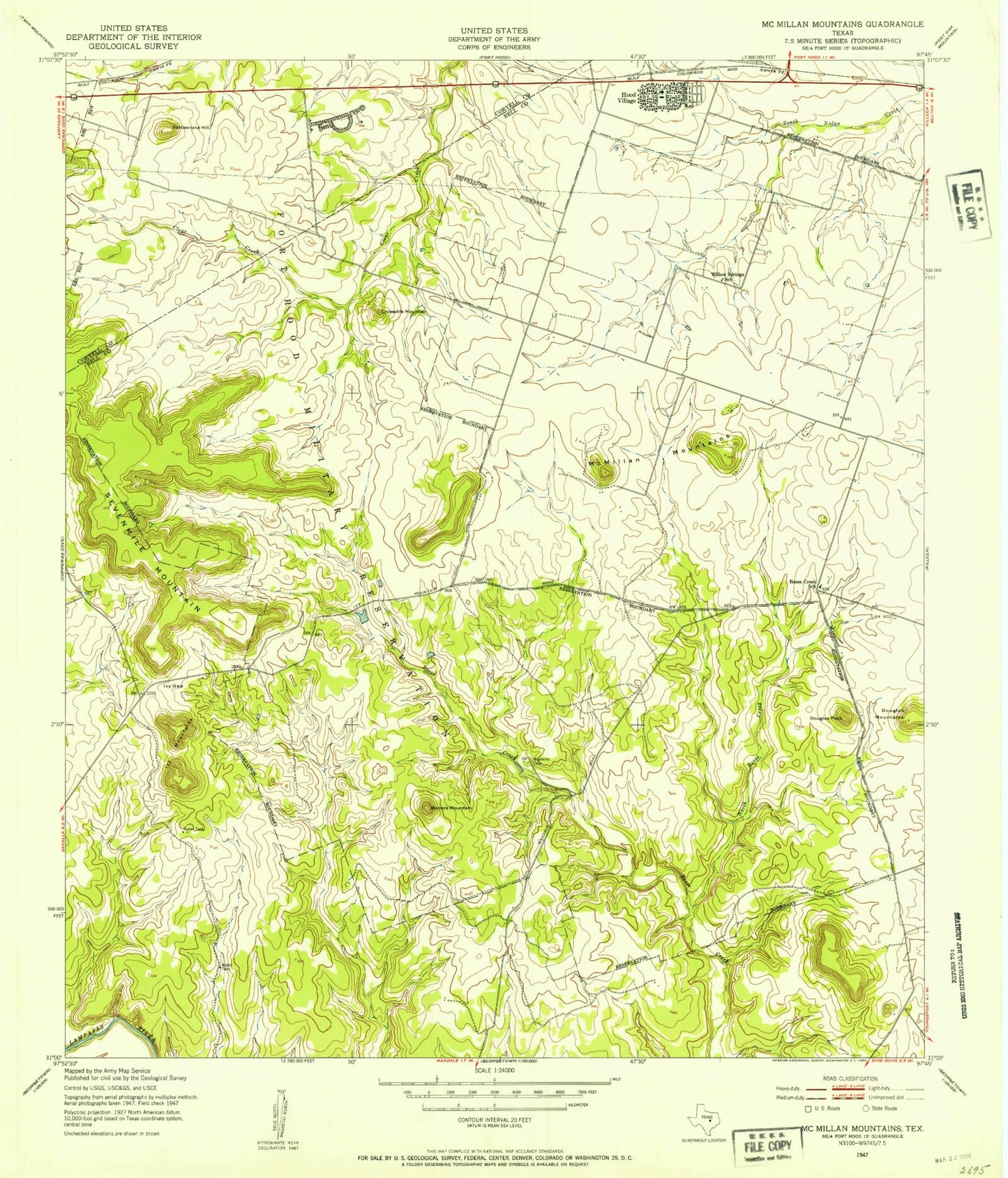 Classic USGS McMillan Mountains Texas 7.5'x7.5' Topo Map Image