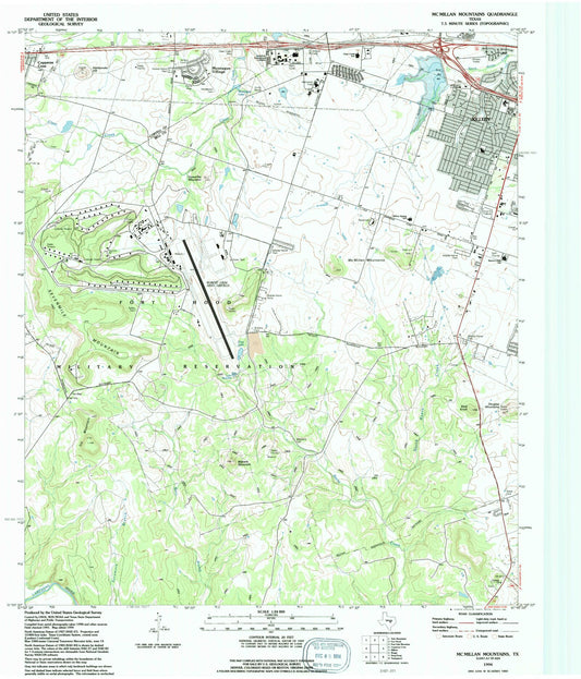 Classic USGS McMillan Mountains Texas 7.5'x7.5' Topo Map Image