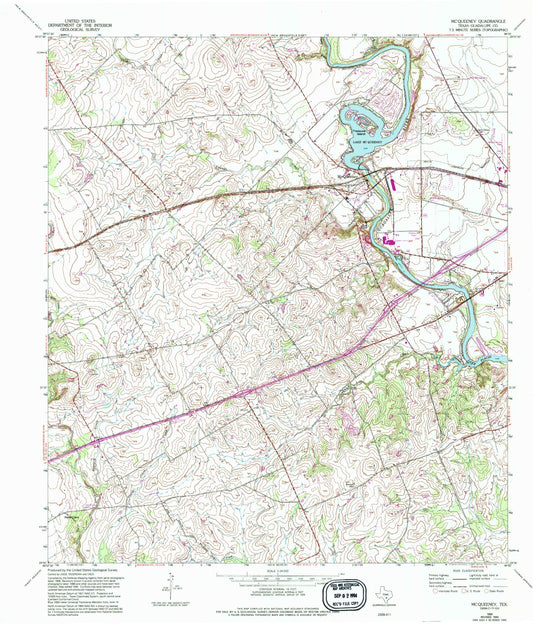 Classic USGS McQueeney Texas 7.5'x7.5' Topo Map Image