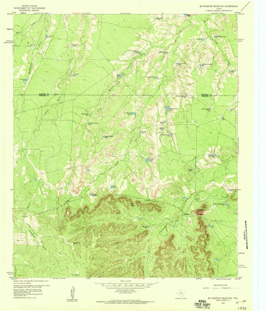 Classic USGS McWhorter Mountain Texas 7.5'x7.5' Topo Map Image