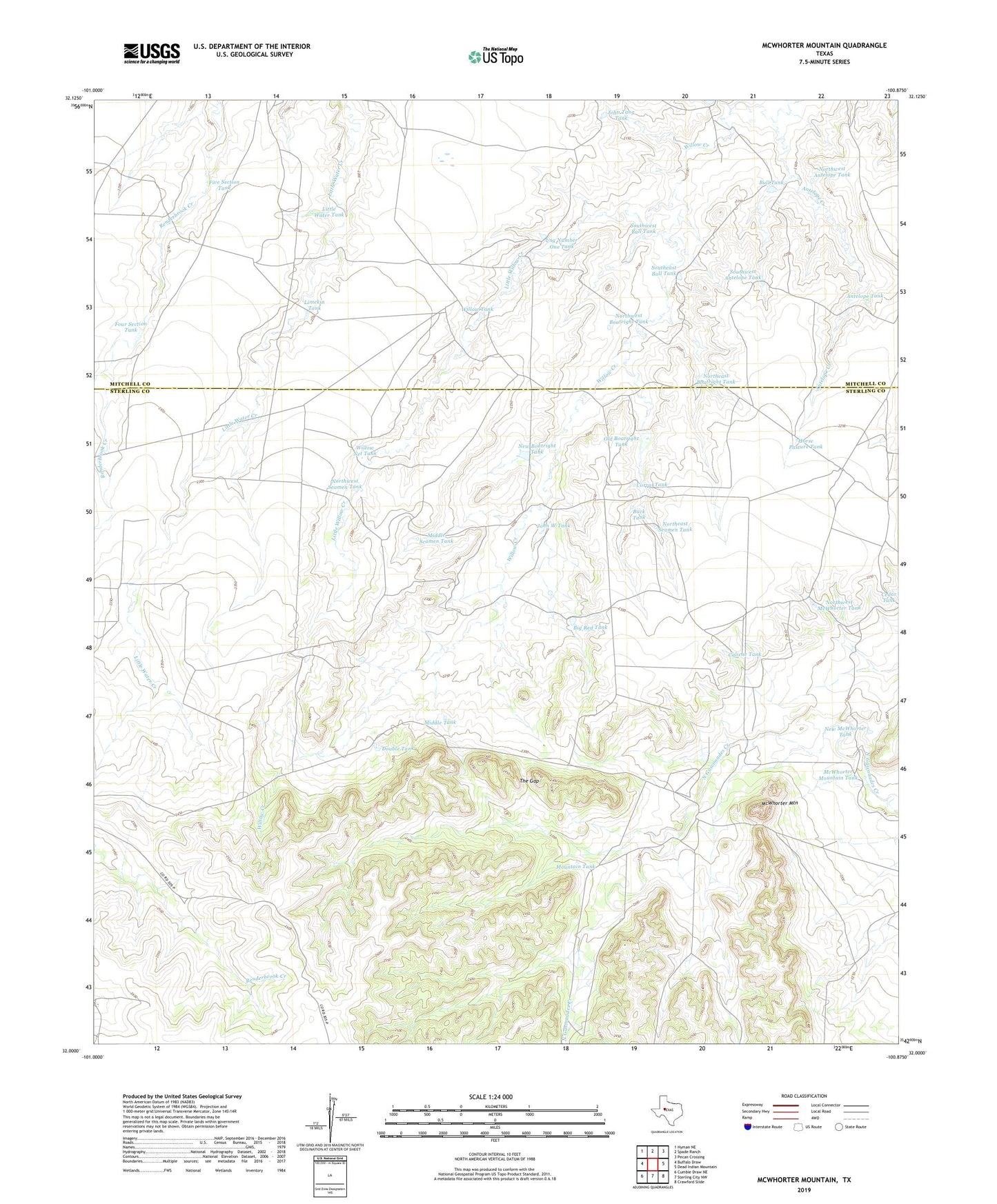 McWhorter Mountain Texas US Topo Map Image