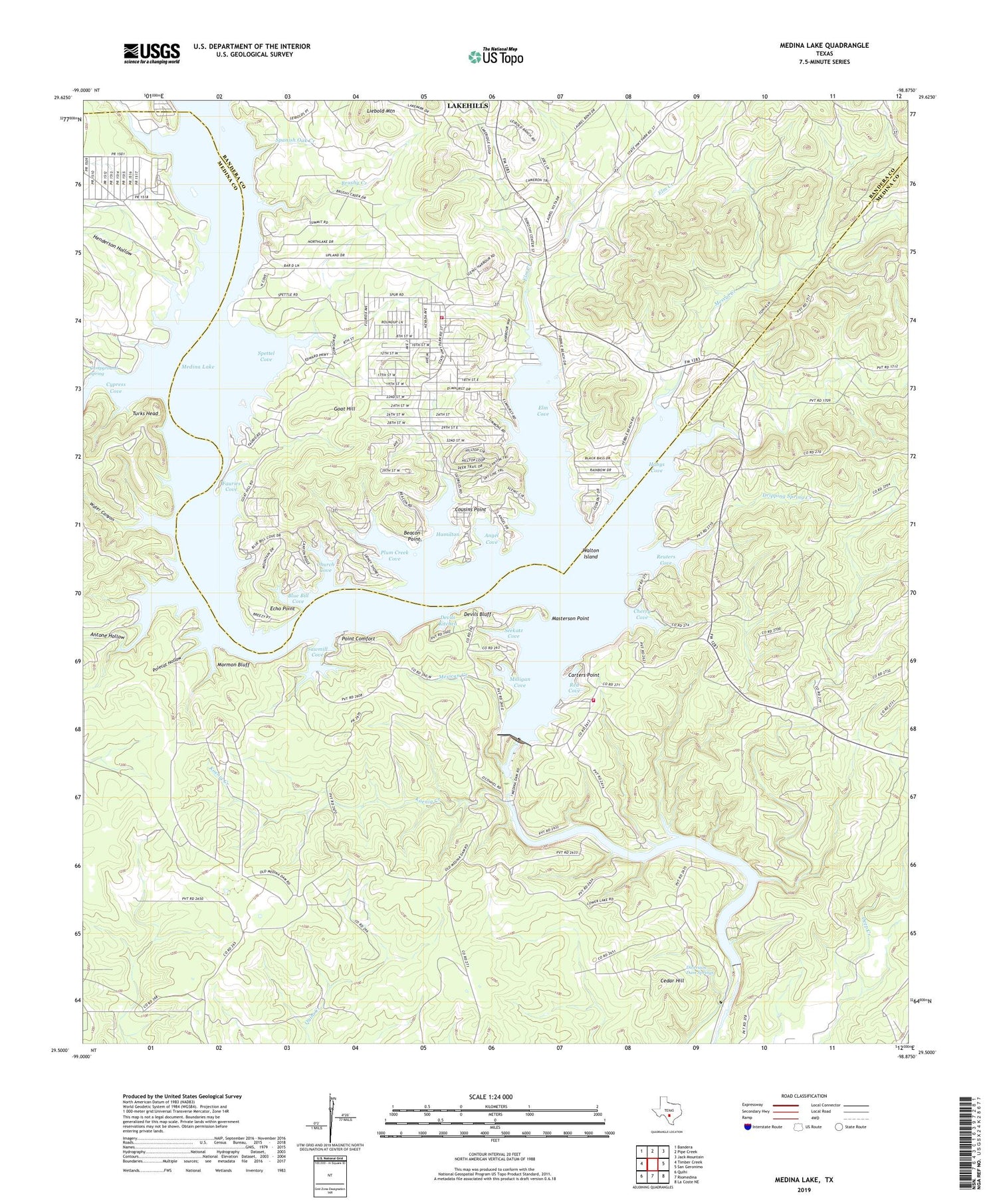 Medina Lake Texas US Topo Map Image