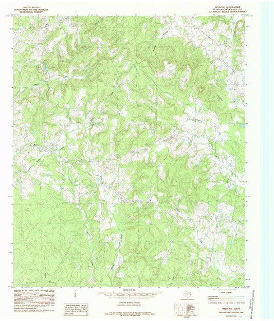 Classic USGS Melrose Texas 7.5'x7.5' Topo Map Image