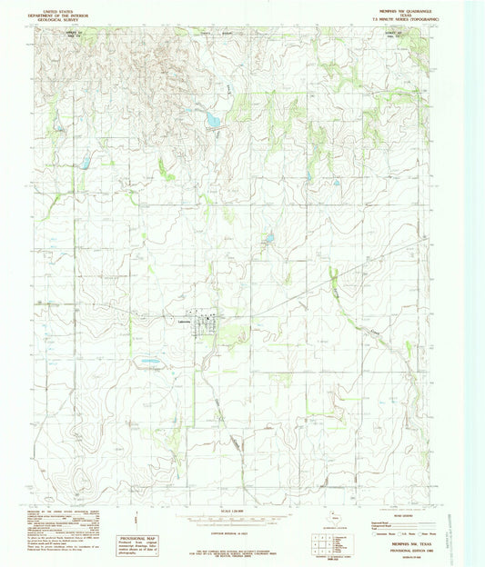Classic USGS Memphis NW Texas 7.5'x7.5' Topo Map Image
