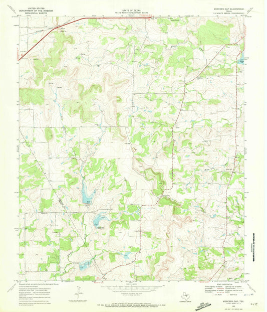 Classic USGS Mercers Gap Texas 7.5'x7.5' Topo Map Image