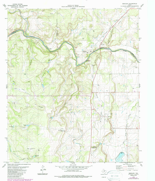Classic USGS Mercury Texas 7.5'x7.5' Topo Map Image